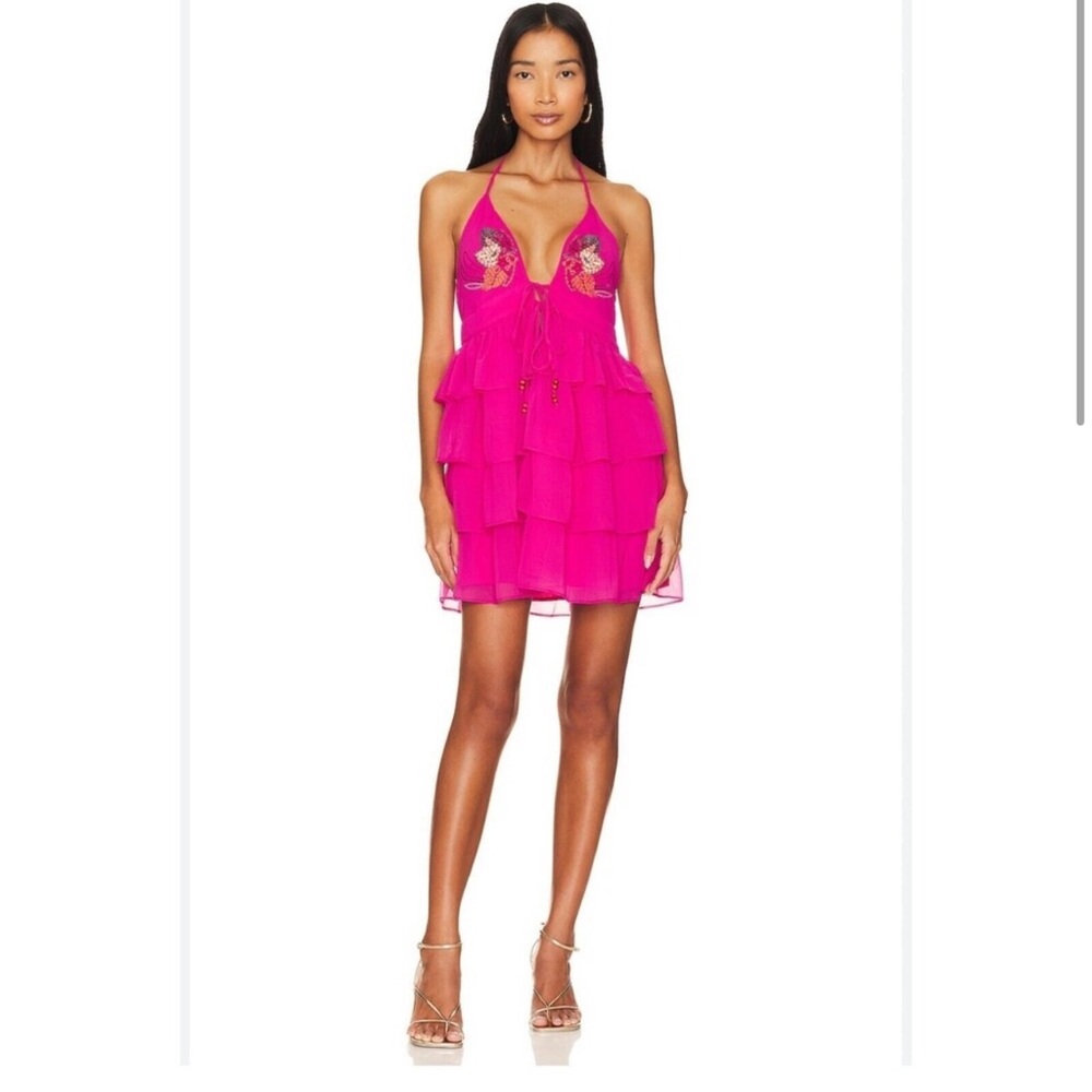 Tularosa Pink Plunge Sundress Mini